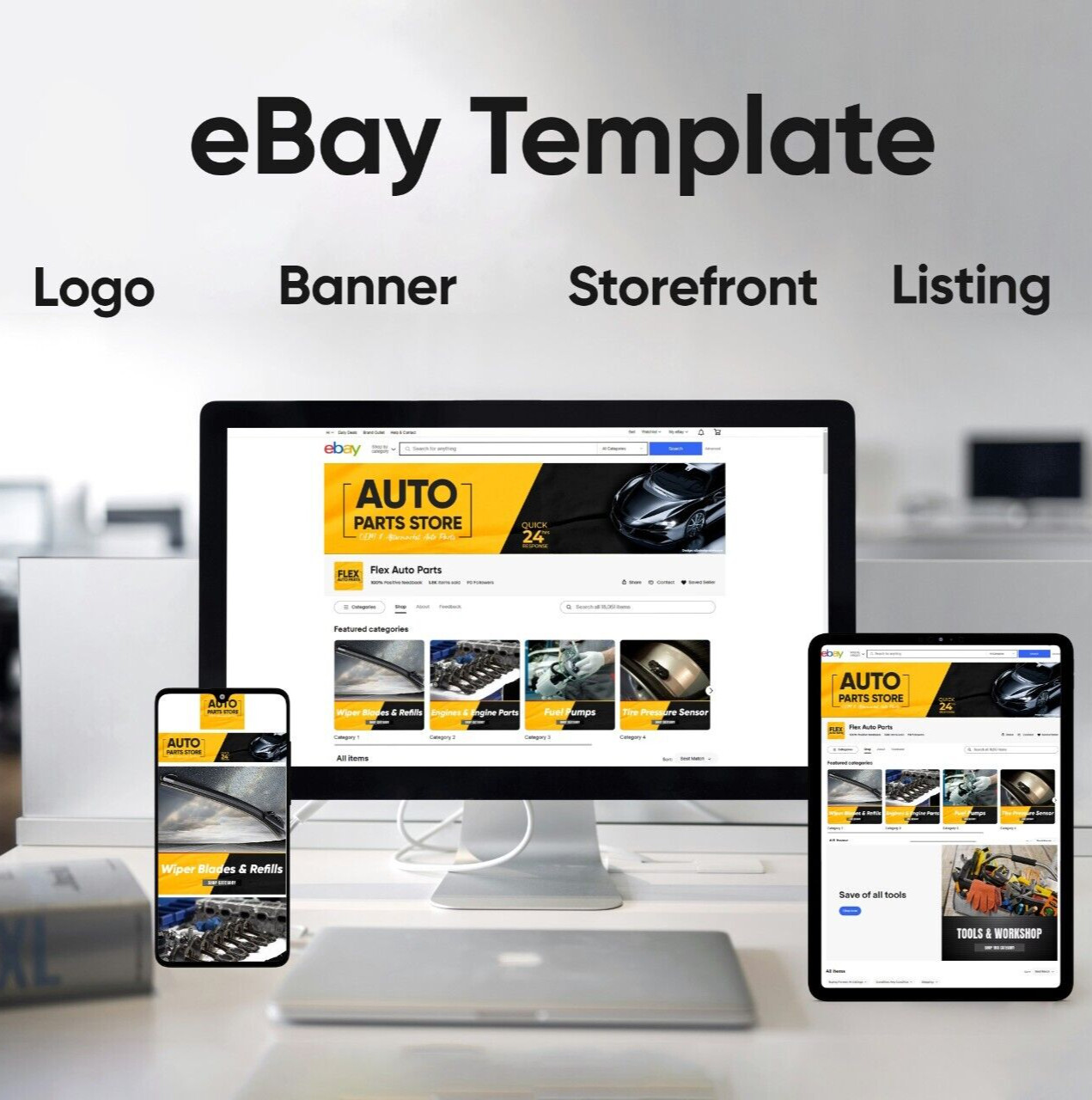 Custom 2026 eBay HTML listing template design modification.