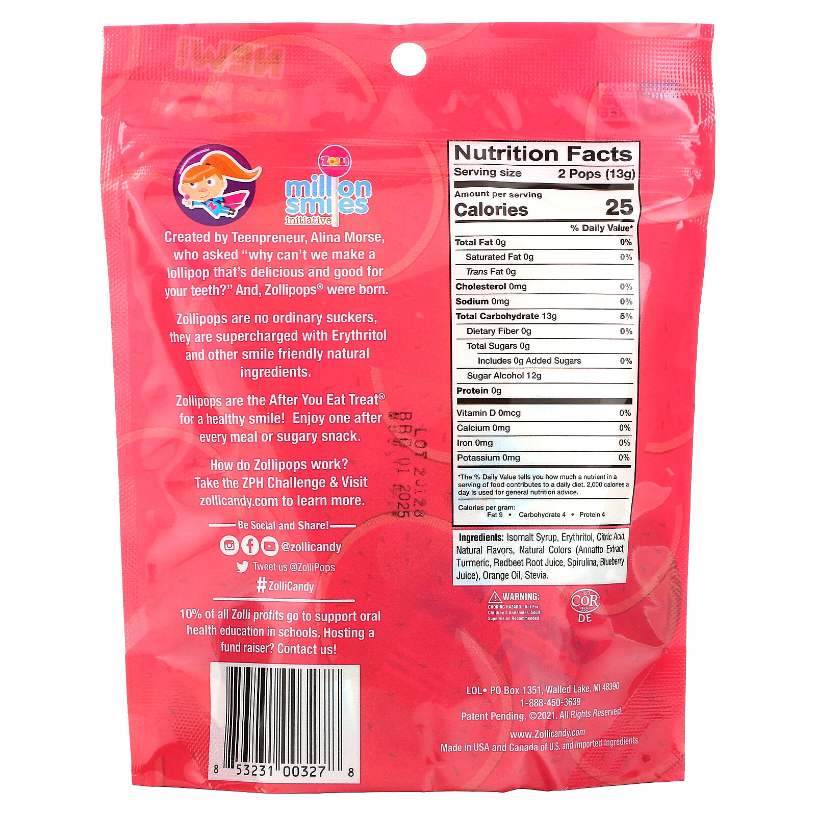 The Clean Teeth Pops, Watermelon, 3.1 oz
