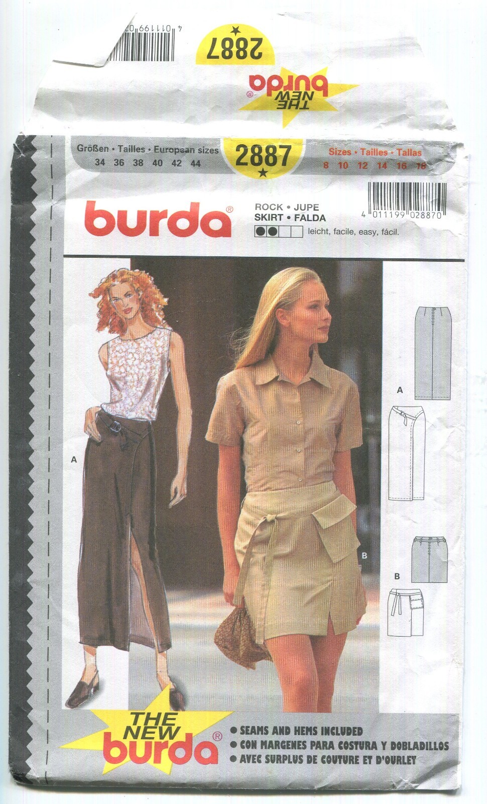 Burda 2887 Misses' Skirts SZ 8-18 UNCUT