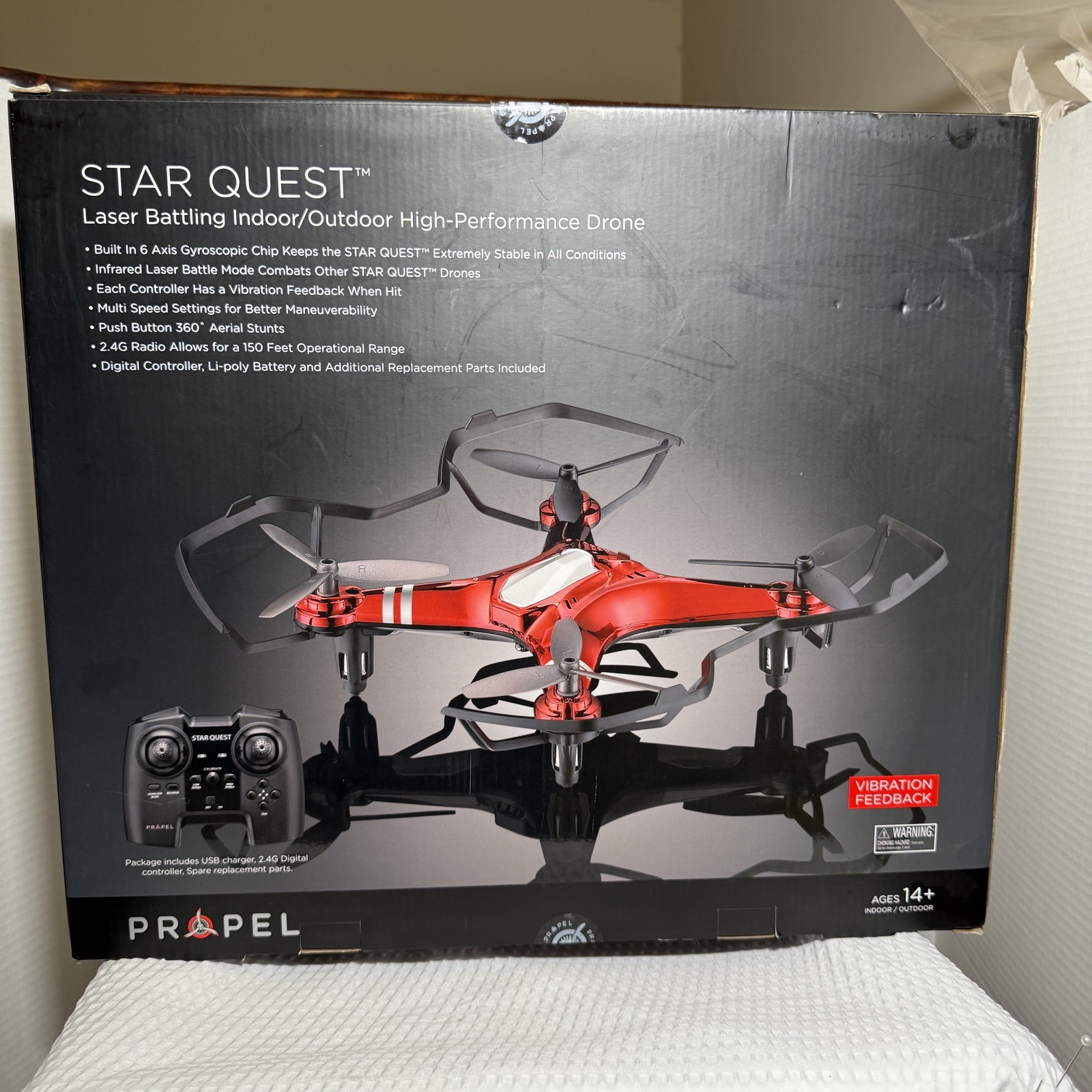 Propel Star Quest Battle Drones 2.4Ghz Infared Laser 360• stunt roll Xmas NIB