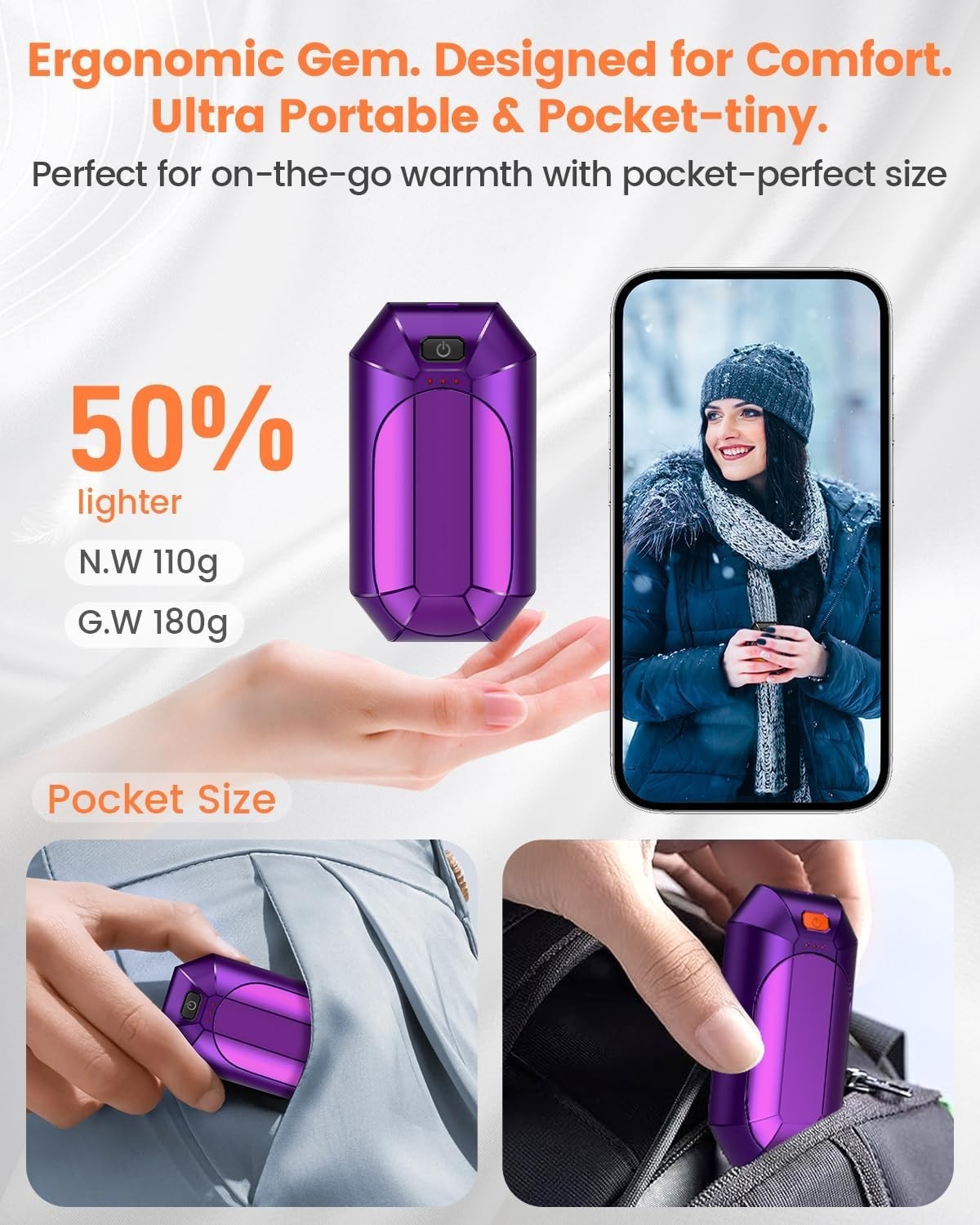 AI Hand Warmers Rechargeable 2 Pack, Electric Handwarmers Reusable, AI Smart ...