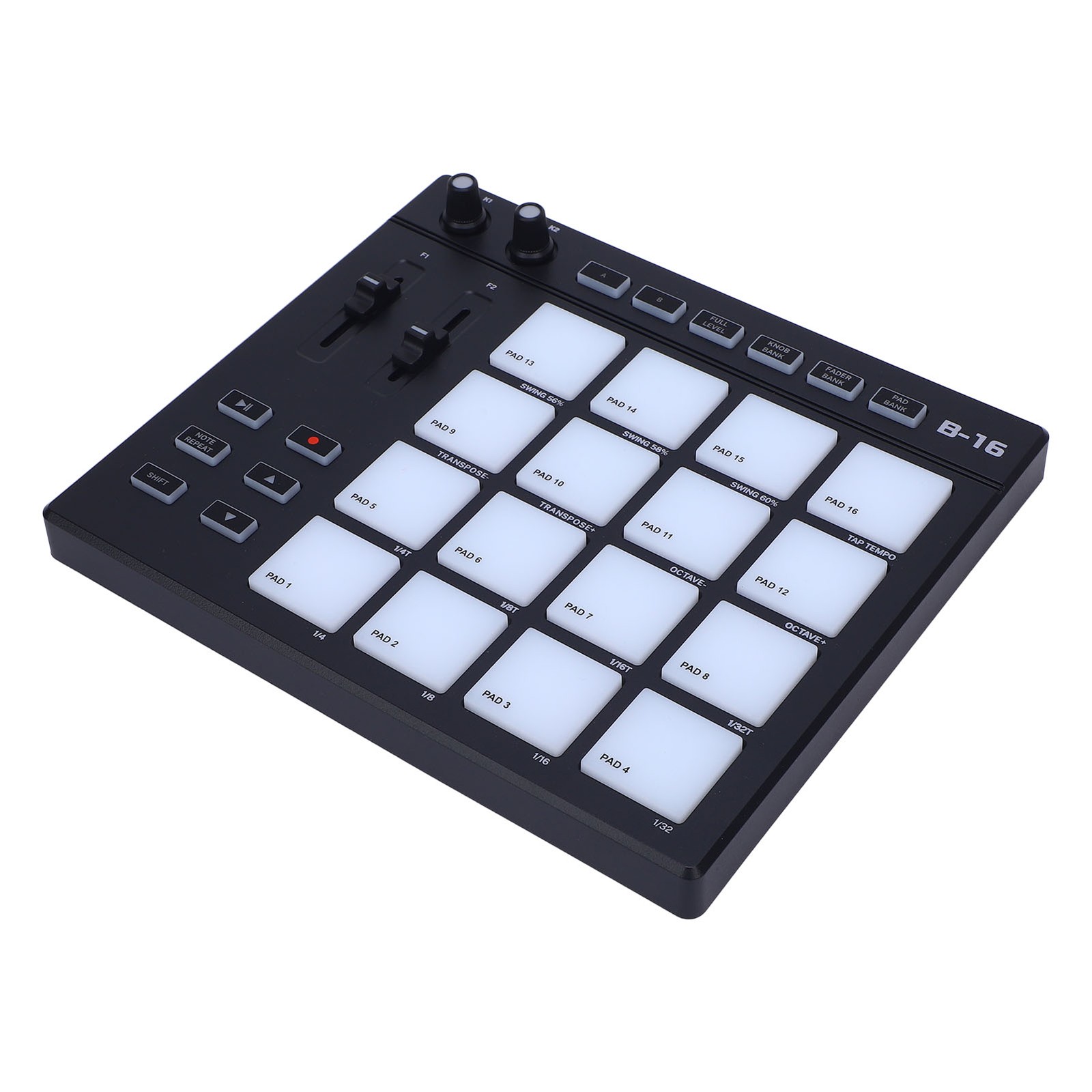 MIDI Controller With 16 Drum Pads 2 Assignable Fader Knobs RGB Portable MID XIPE