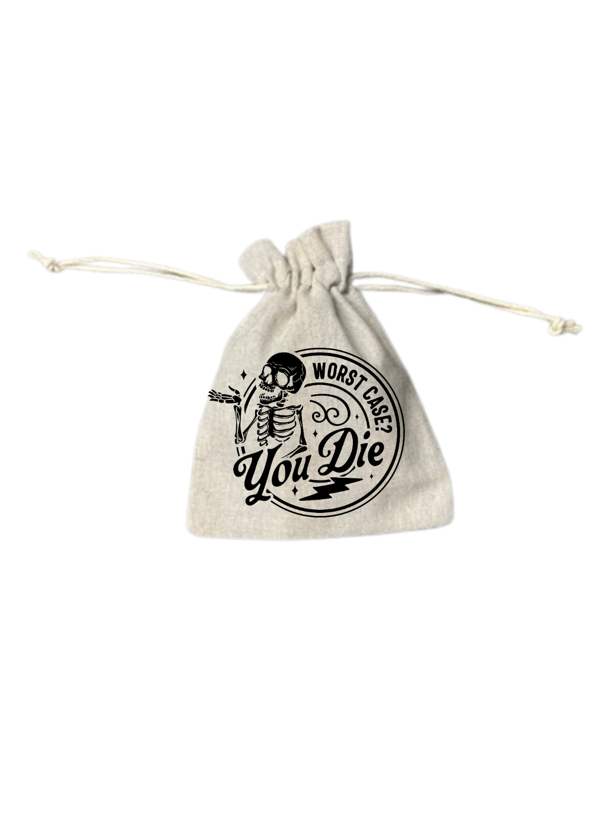 Dice Bag, draw string, gaming, poker, snarky, skeleton, DND, MTG, small bag