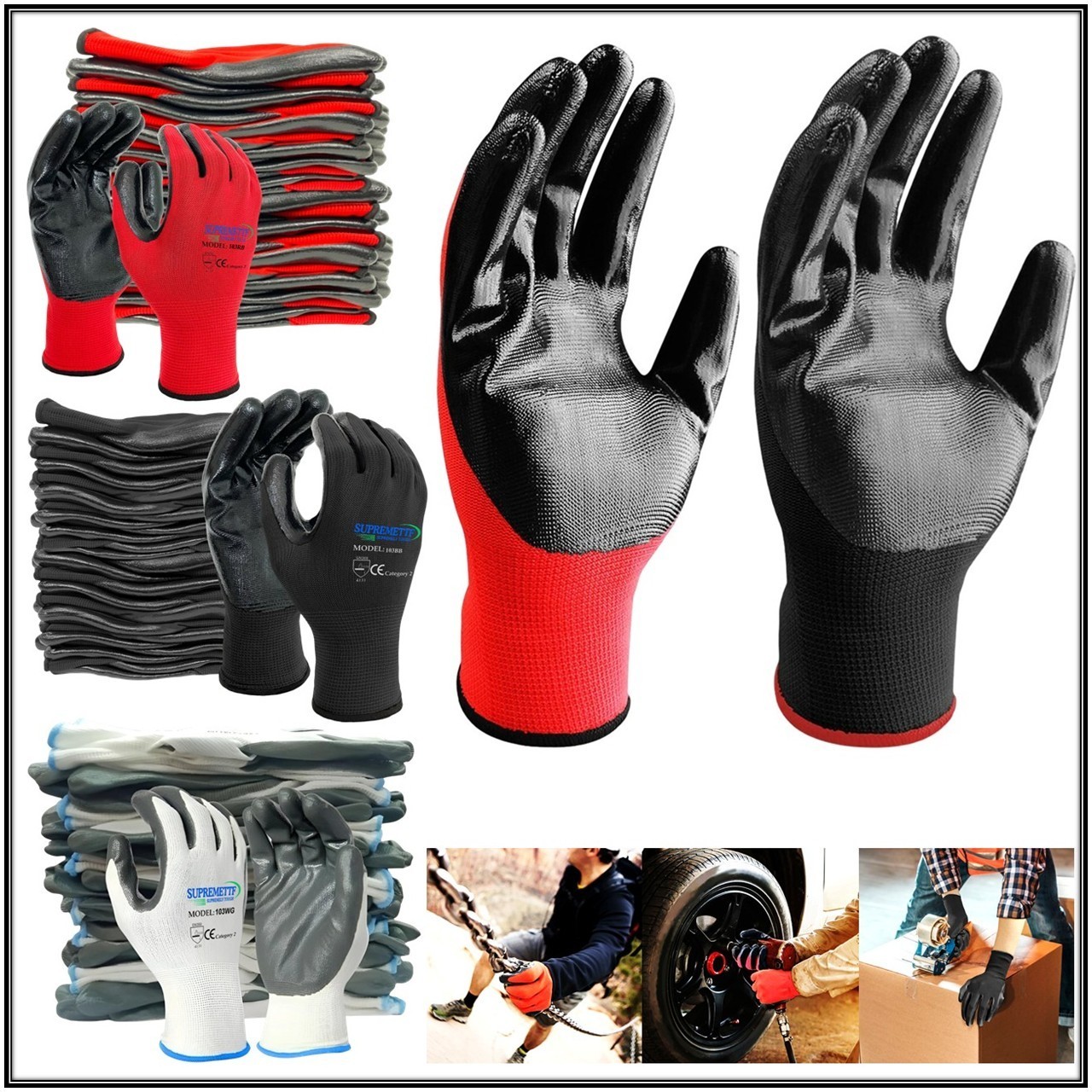 PREMIUM NITRILE COATED Work Gloves Gardening Builders Grip Glove M, L, XL, 2XL