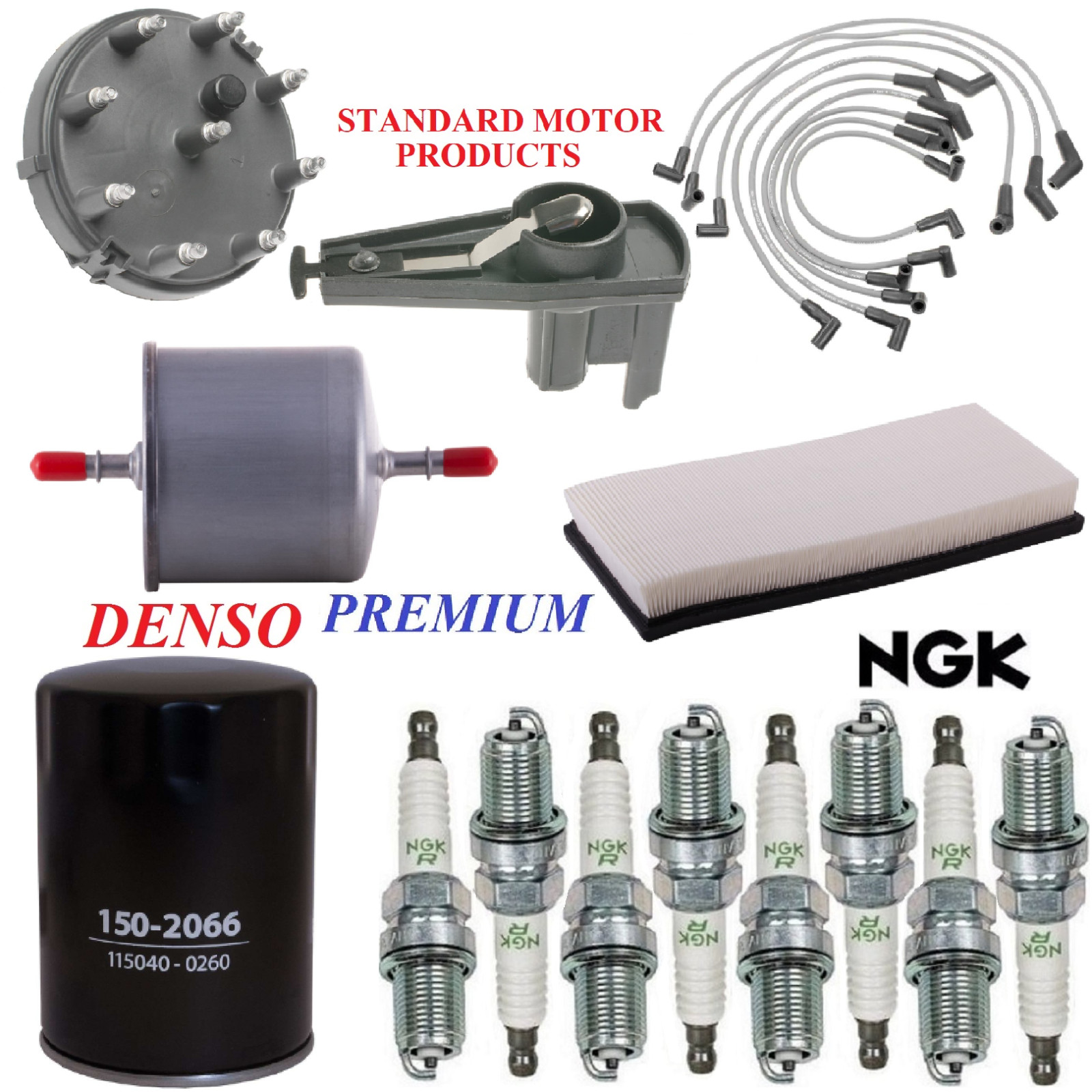 Tune Up Kit Filters Wire Plugs For FORD BRONCO V8 5.8L; W/ Push-On Rotor 88-91