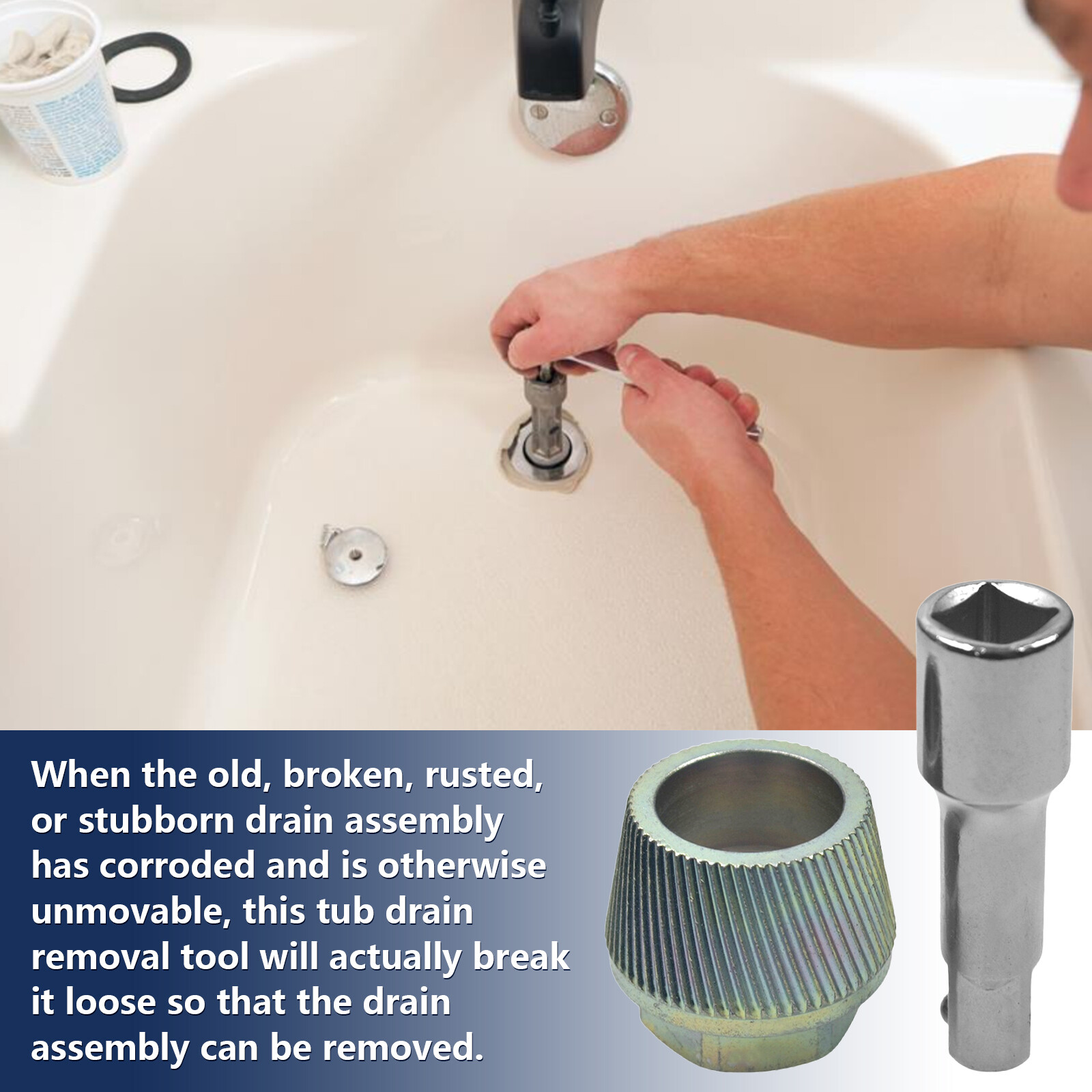 Colourful Galvanized 1.5'' Tub Drain Extractor with 1/2'' Socket Bathtub Remover