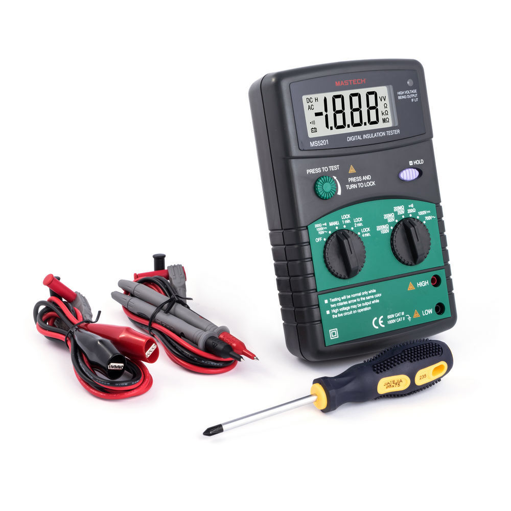 Mastech MS5201 Insulation Tester 1000V DC 2GΩ CAT III 600V / CAT II 1000V