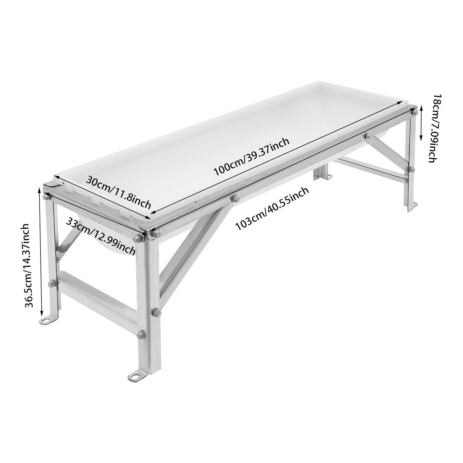 35L Livestock Rectangular Feed Trough Feed Trough Feeder w/Stand Floor Standing