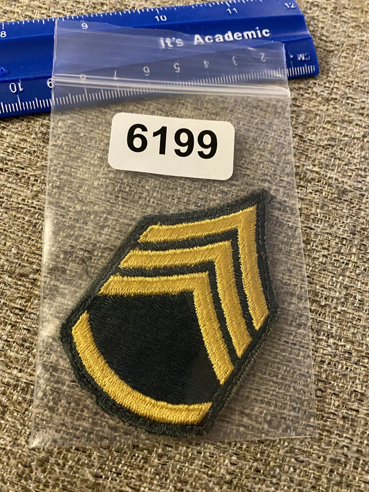 Korea War Era Staff Sergeant Enlisted Rank Patch Blue Yellow INV6199