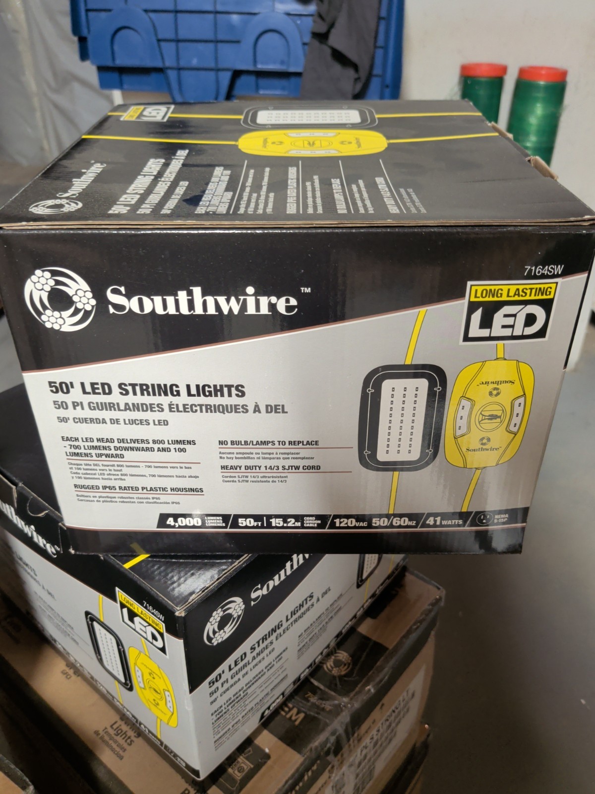 Southwire 7164SW 50 ft. 14/3 SJTW 5-Light Plastic LED String Light 50 Foot