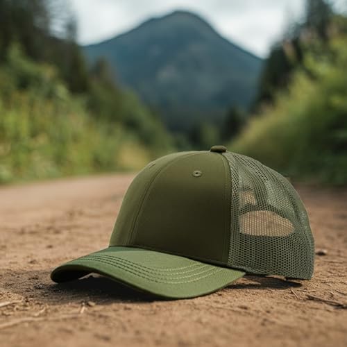 Trucker Hat Baseball Cap Structured Plain Design 6 One Size 1pk Army Green