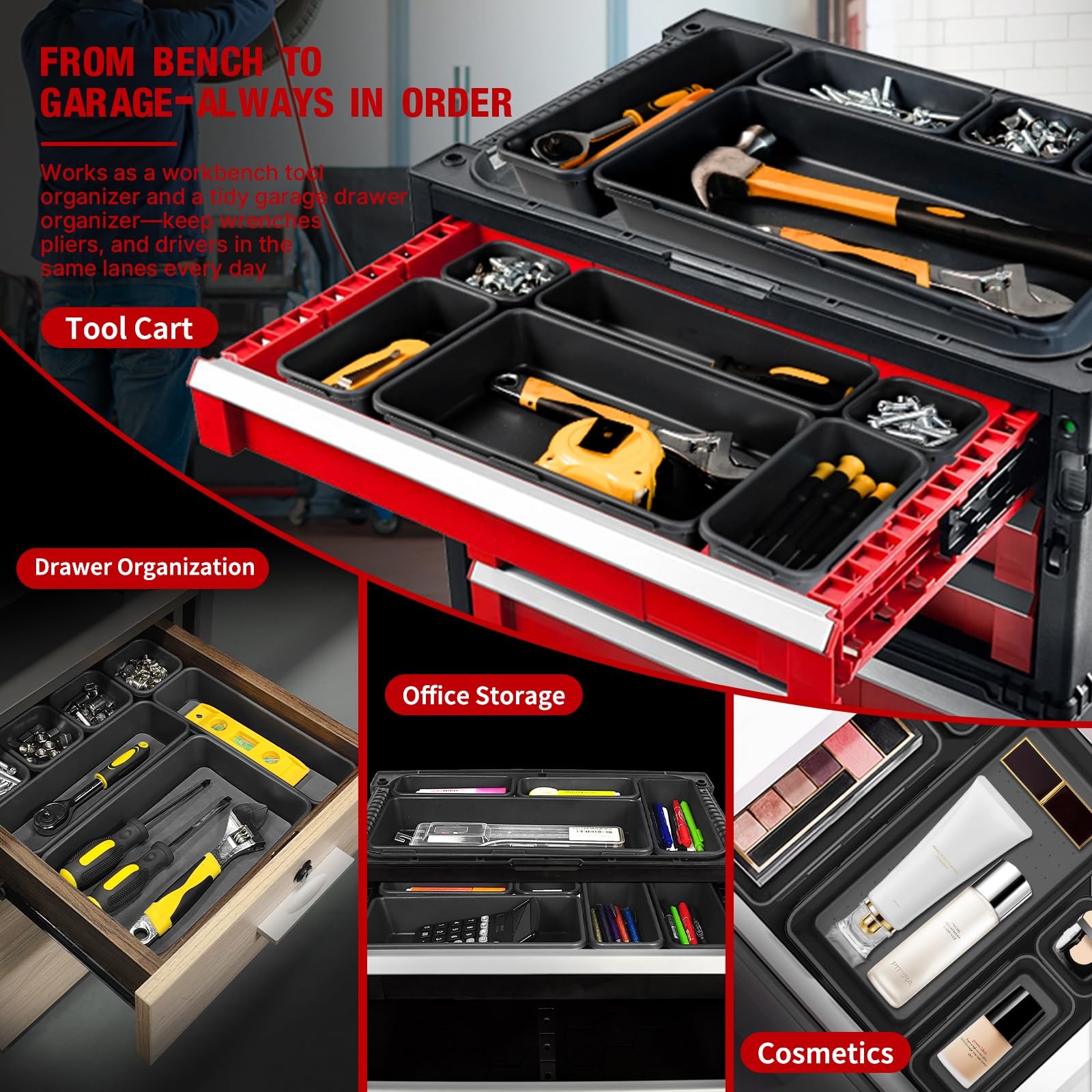 10 PCS Tool Box Drawer Organizer Large Medium Tray Garage Storage Chest
