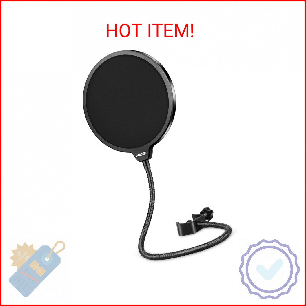 Aokeo Professional Microphone Pop Filter Mask Shield For Blue Yeti and Any Other