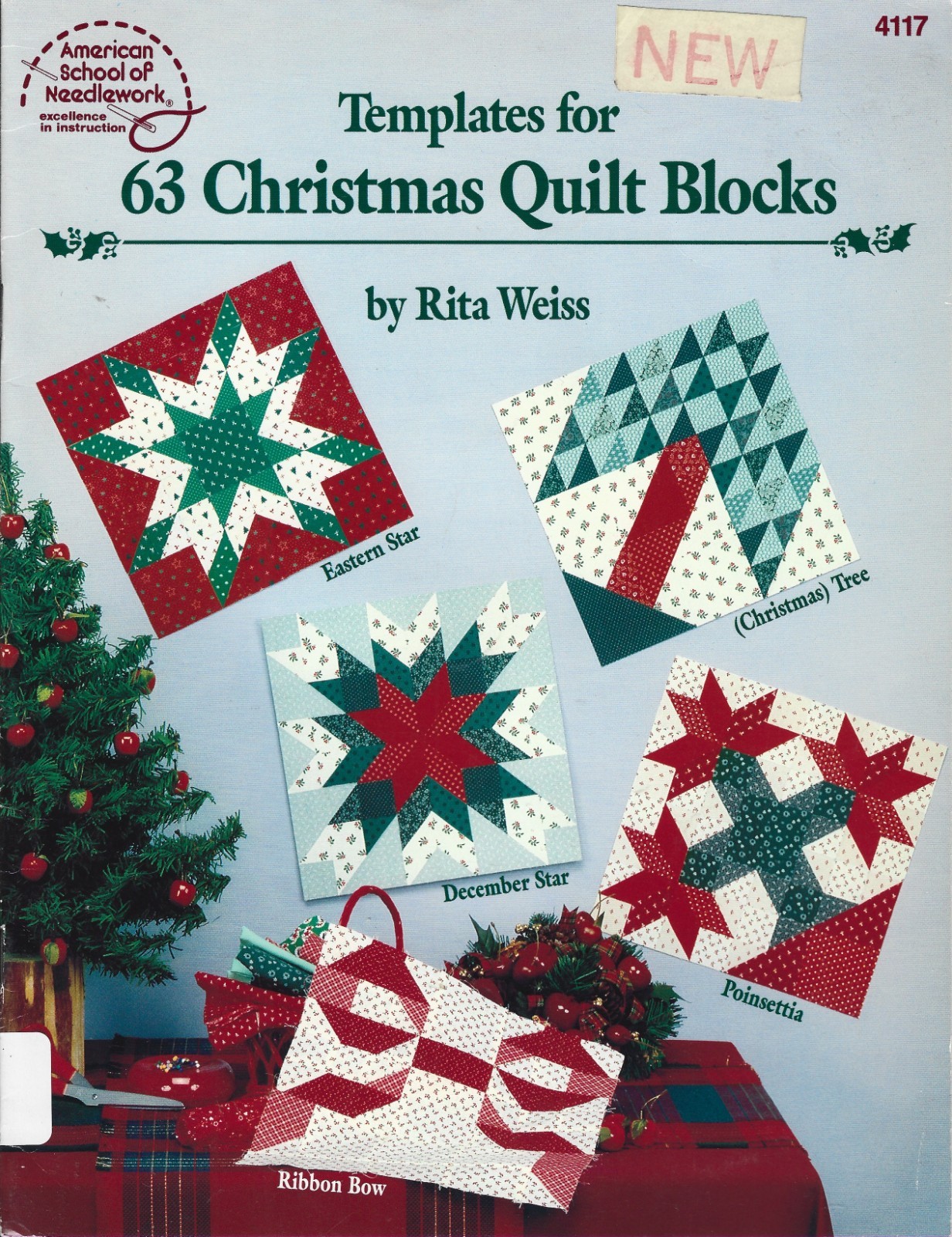American School of Needlework 63 Christmas Quilt Blocks #4117 -18pg booklet 1989