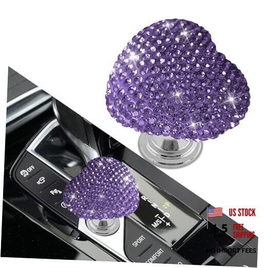 Bling Car One-Touch Start Button, Push Start Button Cover, Heart Purple #1