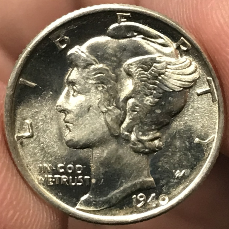 1940 10C Silver Mercury Dime Uncirculated