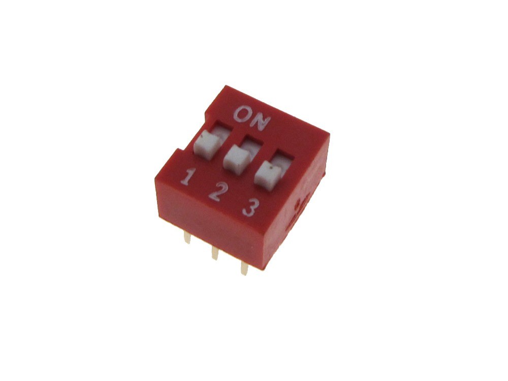3 Position DIP Switch 2.54mm 0.1" Pitch - Pack of 10