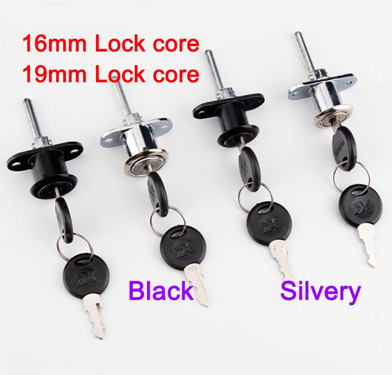 16/19mm Zinc Alloy Office Cabinet Cupboard Drawer Desk Pedestal Lock With 2 Key
