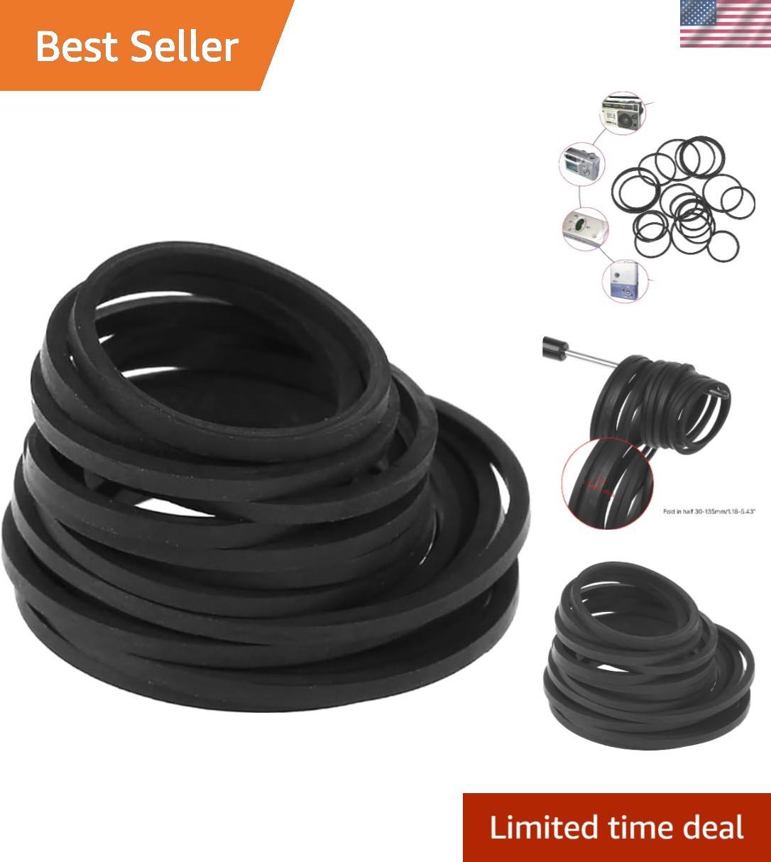 Pack of 50 DVD Rubber Belt 30-135Mm Cassette Mixed Square Belts for Disc Drives