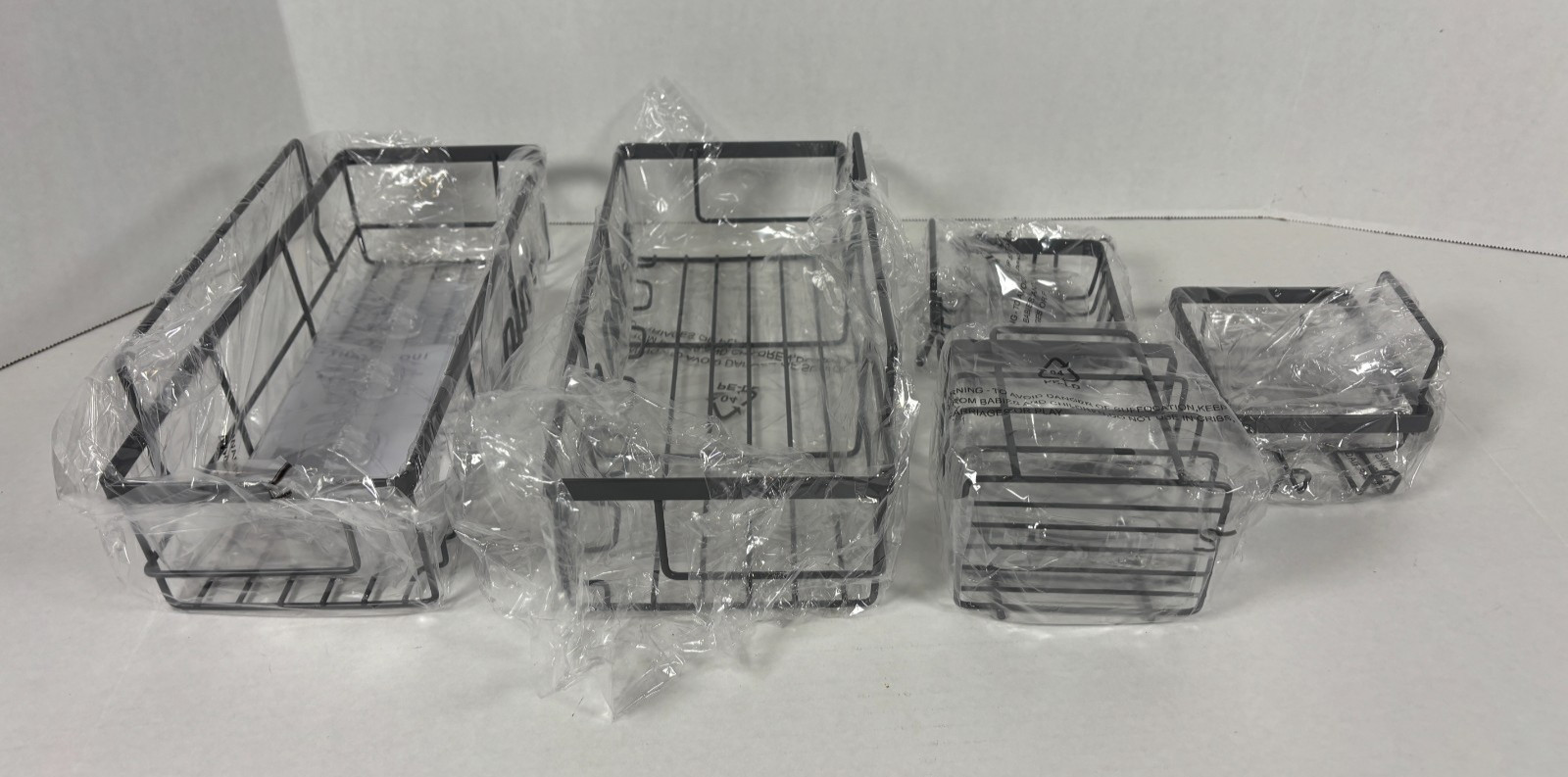 Clara Clark 5 Piece Shower Caddy Set Dark Gray