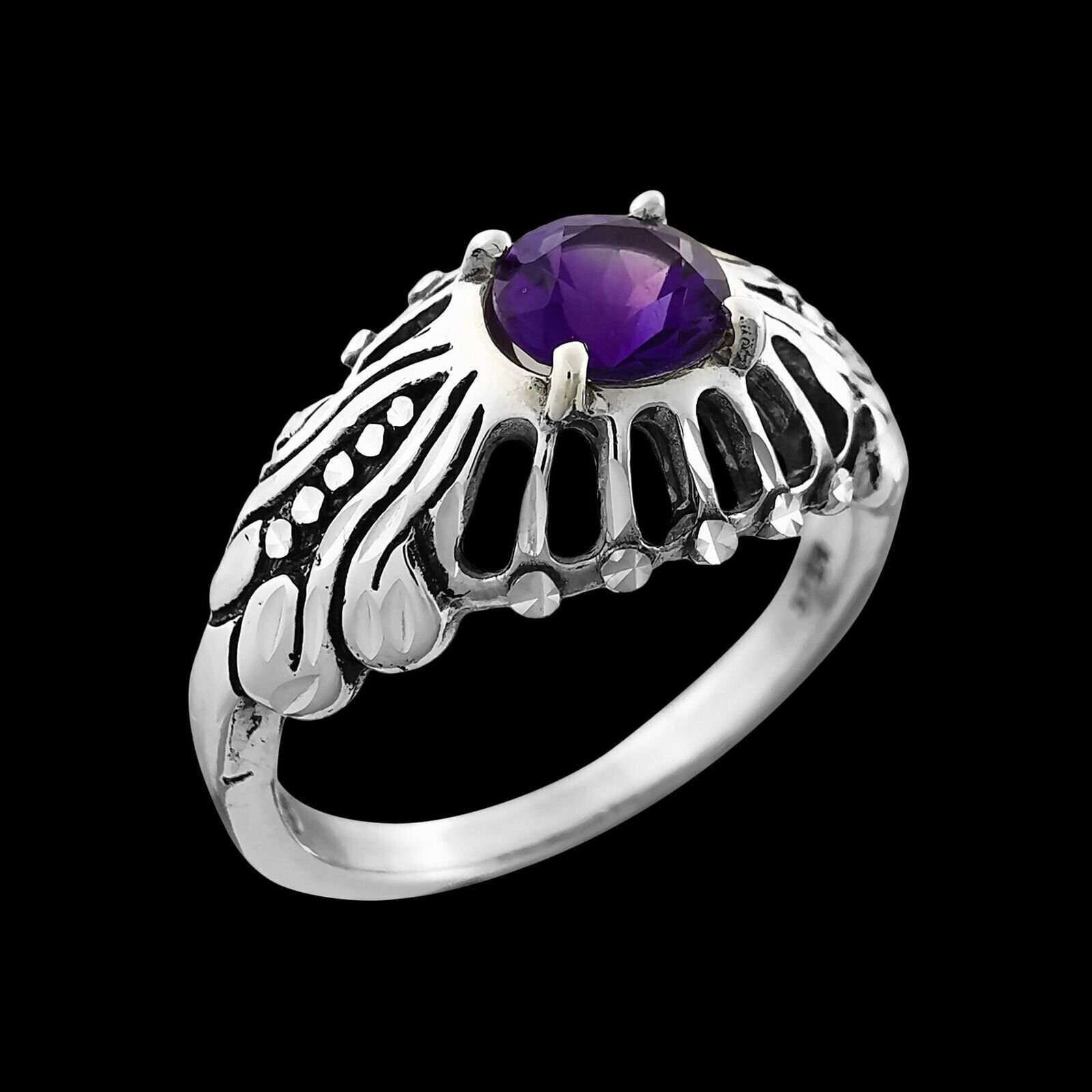 Amethyst Engagement Ring • 925 Sterling Silver • Sparkling Gemstone