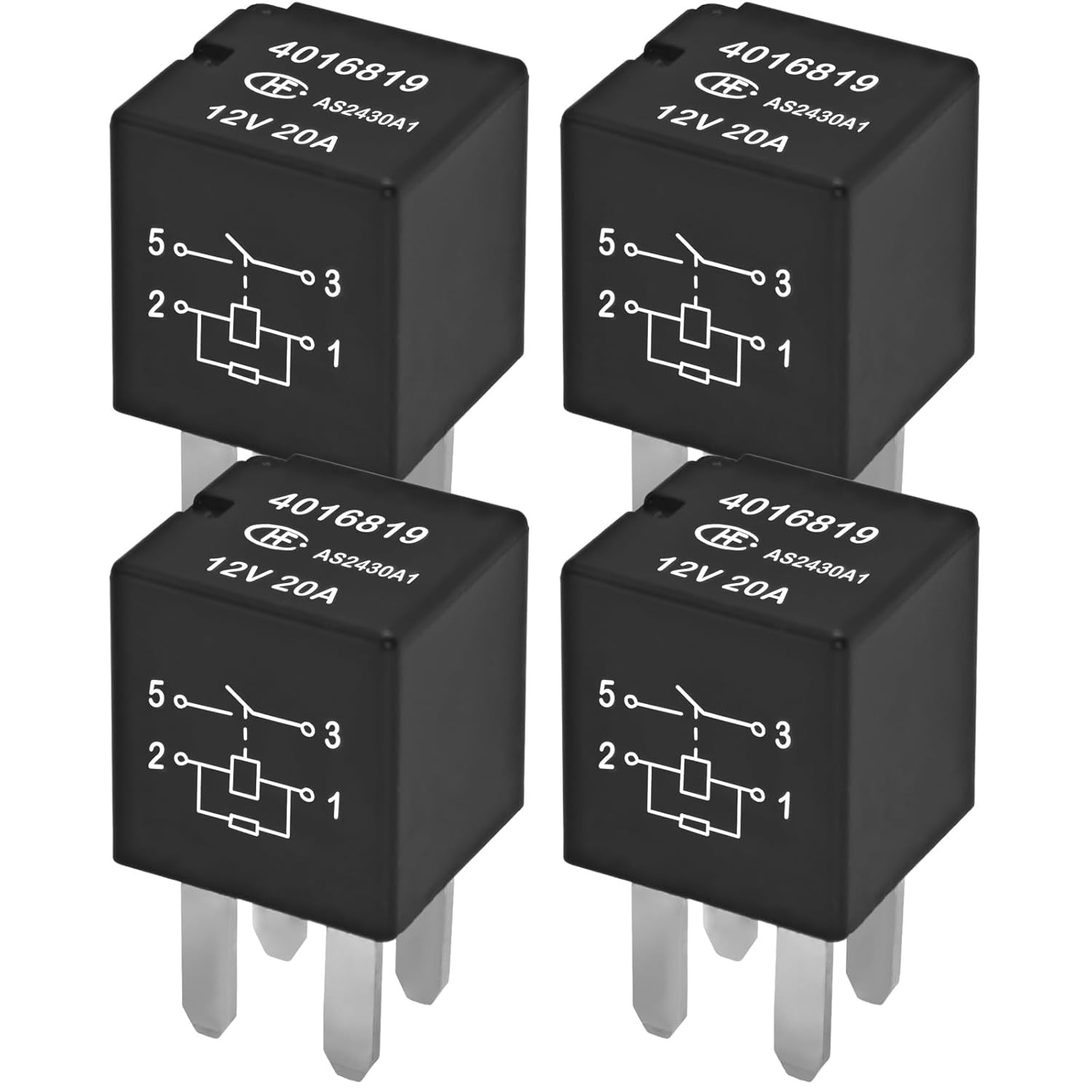 Relay 4016819 (Pack of 4) – 12VDC 20A 4-Pin Automotive Relay for Polaris RZR 570