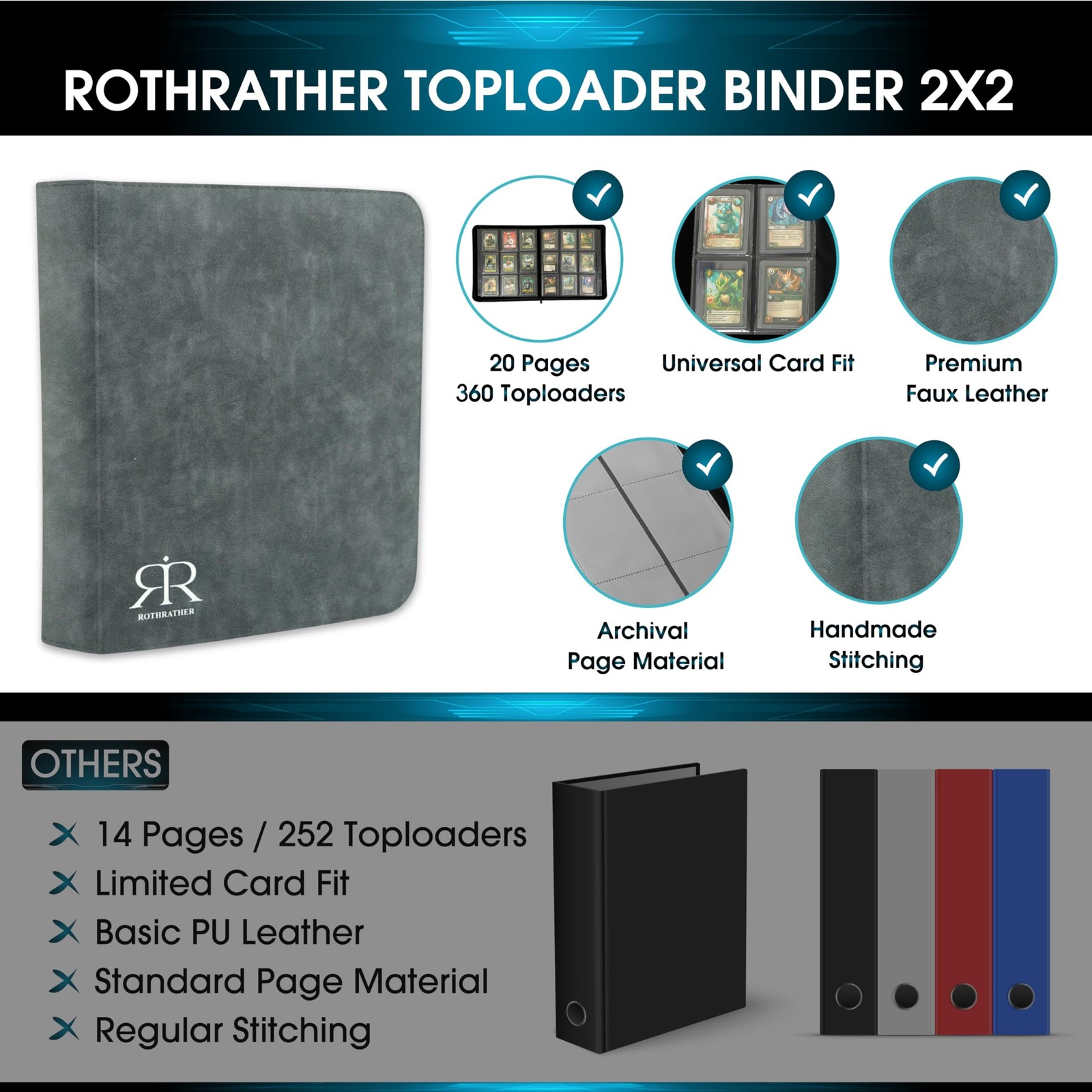 Top Loader Binder | Holds 360 Top Loaders | ROTHRATHER 9 Pocket Top Loader Ca...