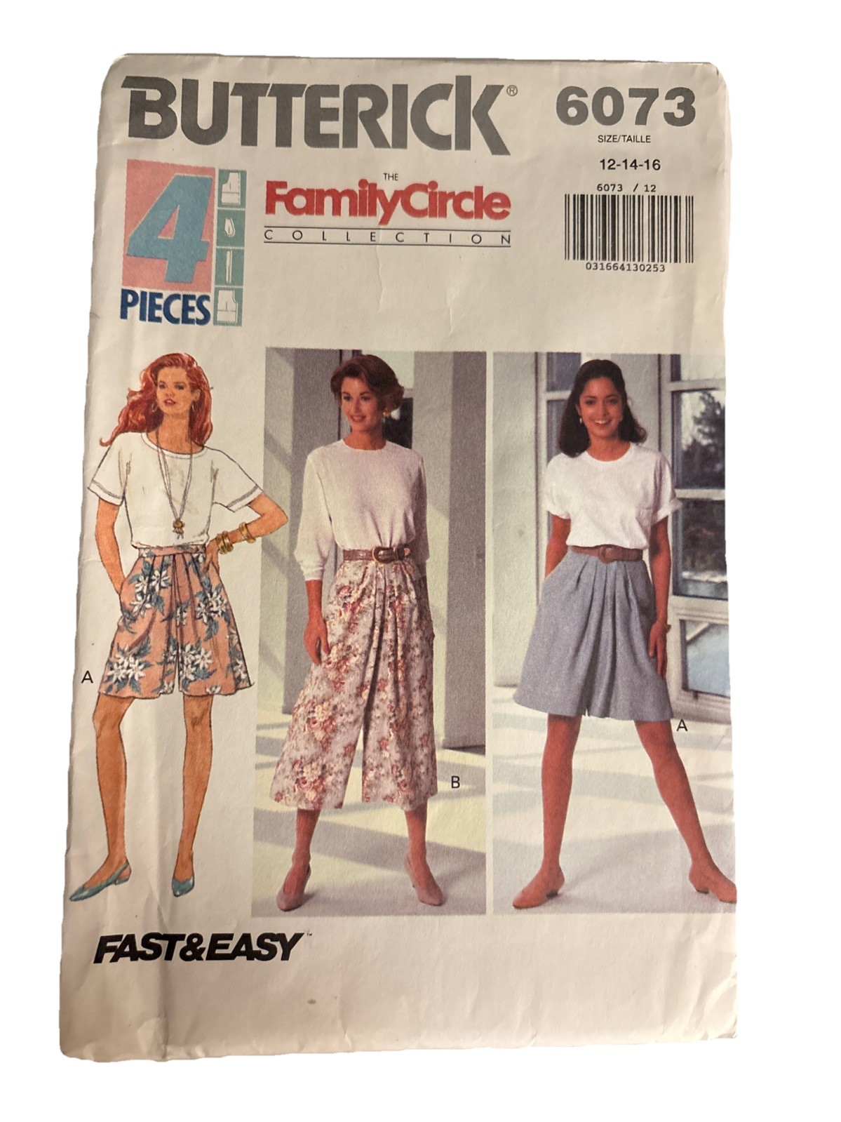 Butterick 6073 Fast & Easy Misses Split Skirt Skort 2 Lengths 12,14,16 UNCUT