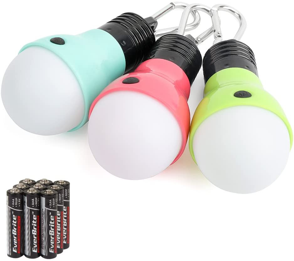 3-Pack Camping Lights - 3 Lighting Modes, Outdoor Portable LED Bulbs Ideal for K