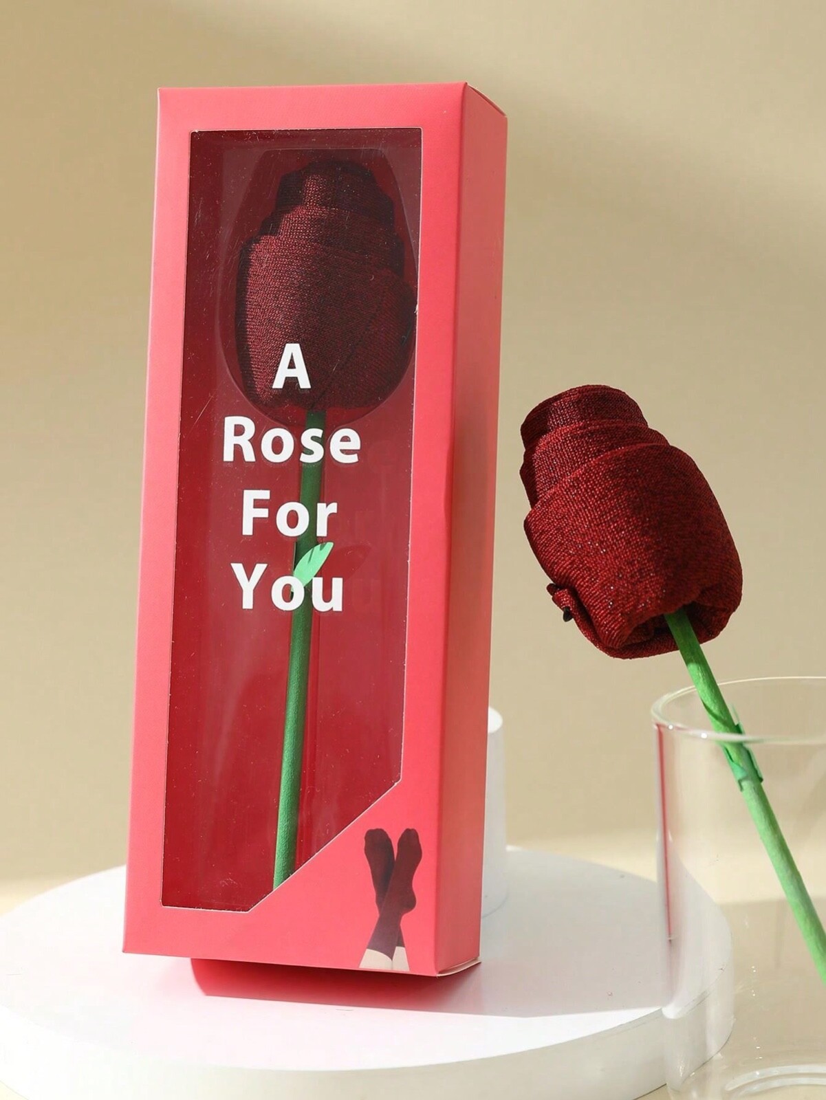 1 Pair Unisex Crew Socks With Unique Rose Flower Gift Box, Valentines Gift