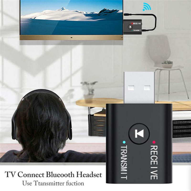 2in1 Bluetooth 5.0 USB Audio Transmitter Receiver Adapter Wireless for Car TV PC