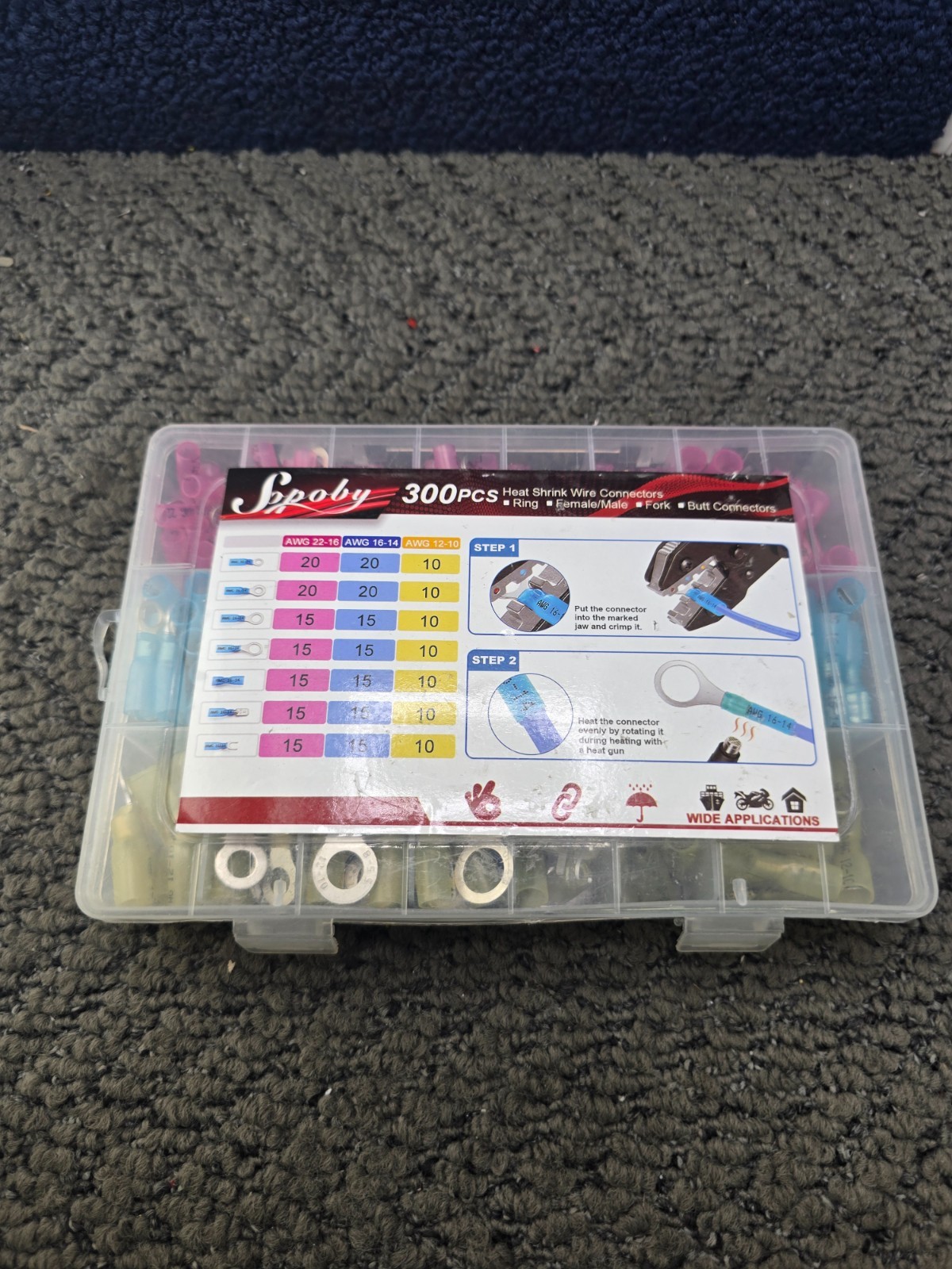 (300 Pieces) Sopoby Heat Shrink Butt Wire Connectors 22-16 / 16-14 / 12-10 AWG
