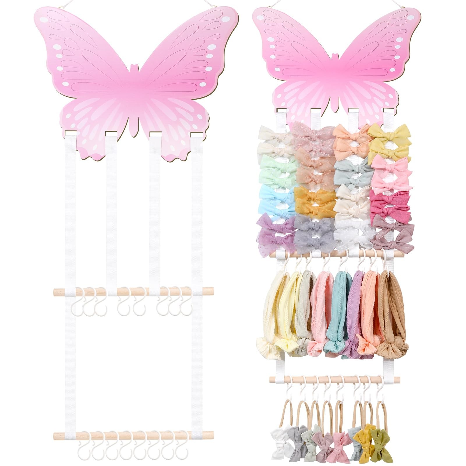 POVETIRE Headband Holder Bow for Girls Hair Pink-Butterfly
