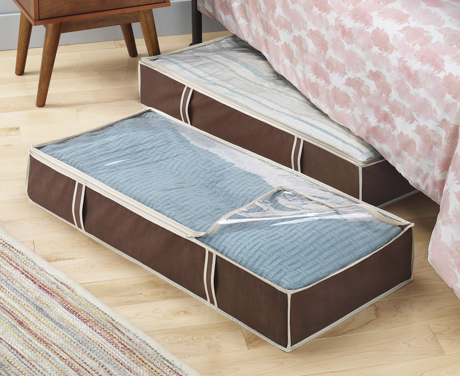 Under Bed Storage Bags 2 Pack, Zippered Underbed Jumbo, Java