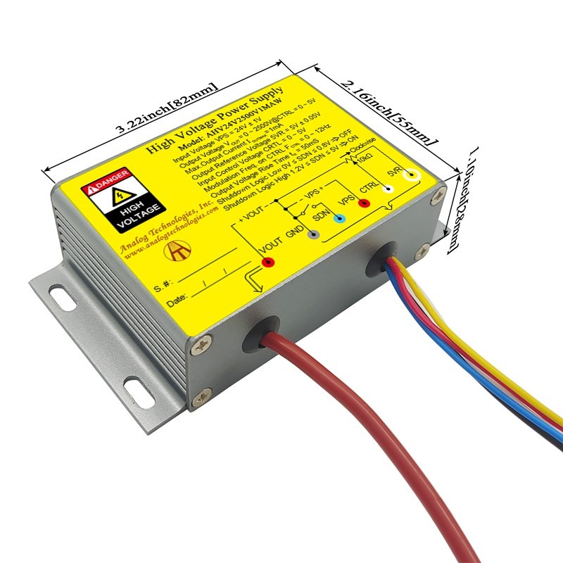 AHV24V2500V1MAW DC-DC HV Power Supply Module 24V Input 0-2500V 1mA Control