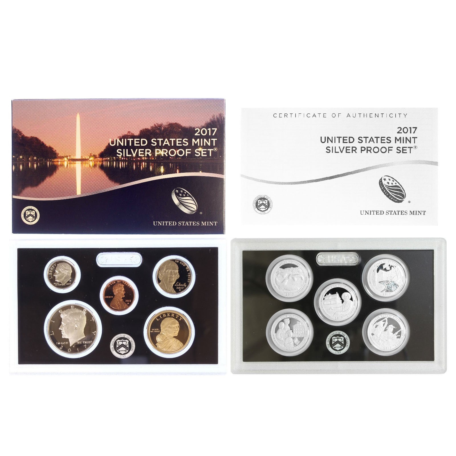 2017 S Proof Set Original Box & COA 10 Coins 90% Silver