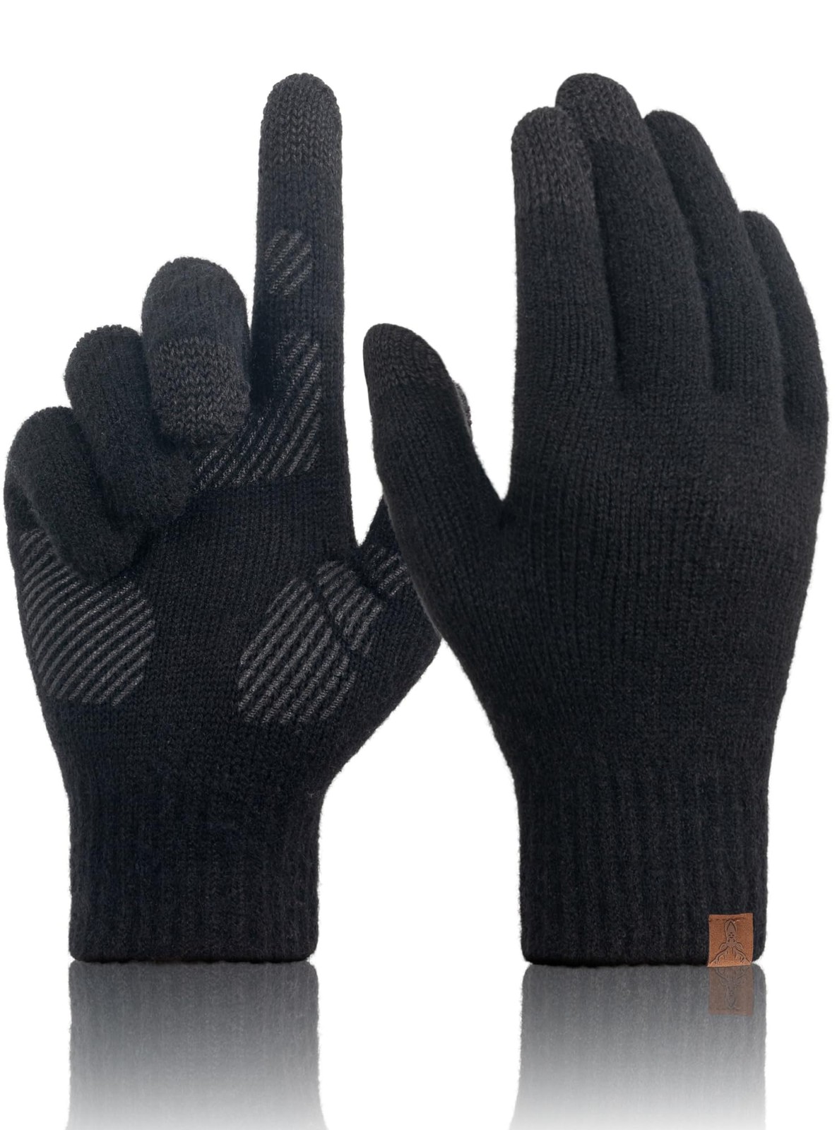 Winter Wool Gloves for Men: Mens Cold Weather Warm Touch Screen Merino Wool K...