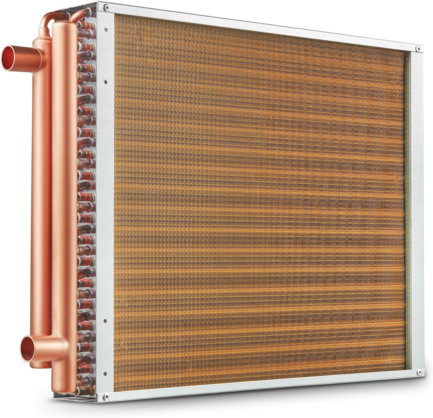 Heat Exchanger Water to Air, 18"X 20" with 3-Row 3/8" Copper Ports, 242 Aluminum