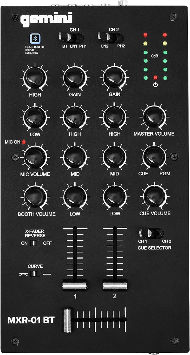 Gemini MXR-01BT 2 Channel Professional DJ Mixer With Bluetooth Input
