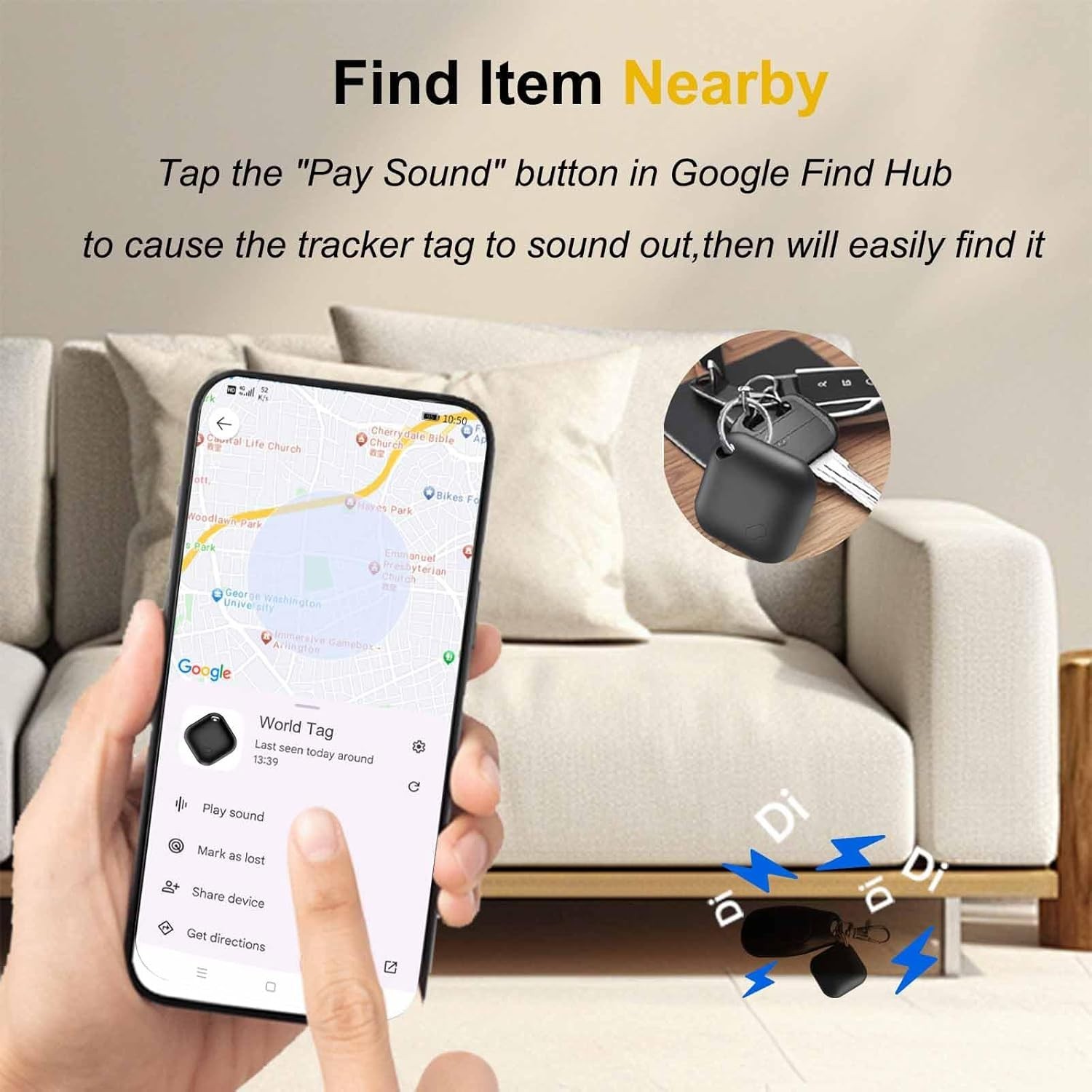 Compact Bluetooth Tracker for Android Users - Easy Setup and 10- Battery