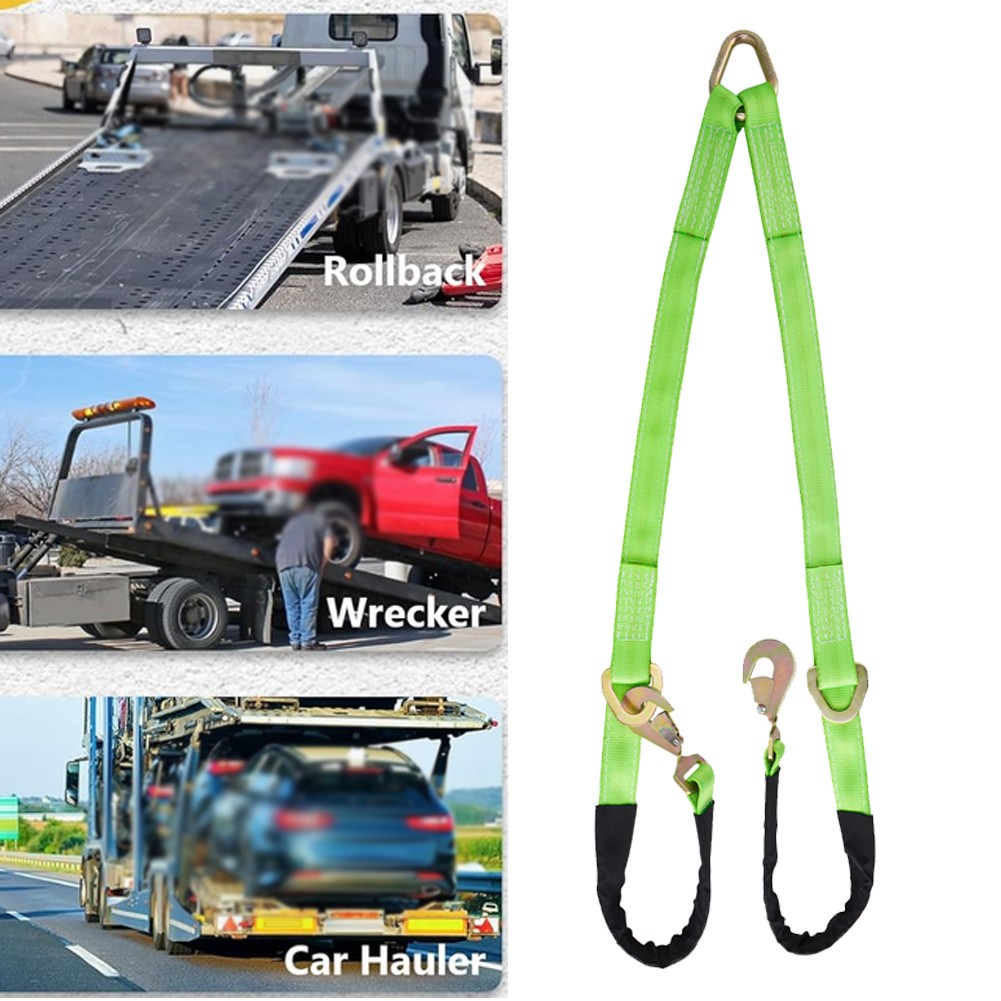 V-Bridle Recovery Strap 2"x4' w/Snap Hooks w/ Cordura Sleeve & Axle Straps Tow