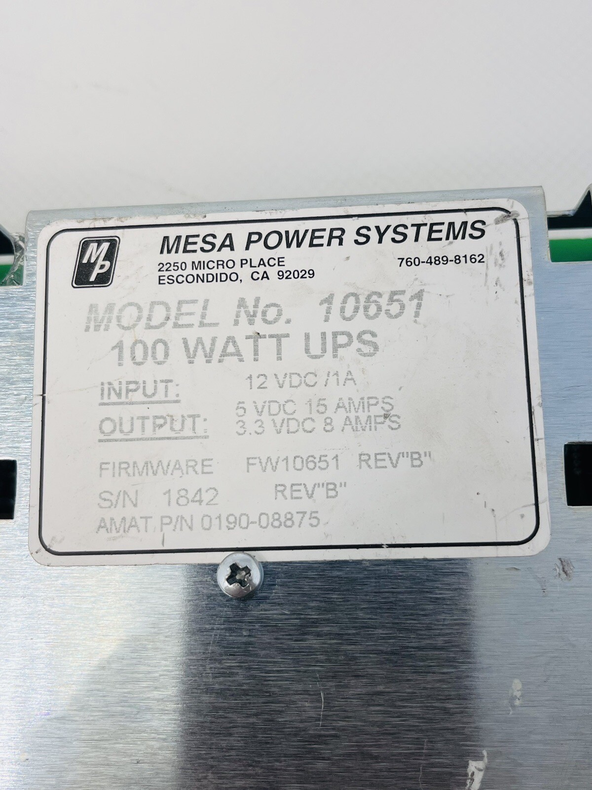 Applied Material AMAT 0190-08875 REV 002 MESA POWER SYSTEMS 10651 ✅💯👍