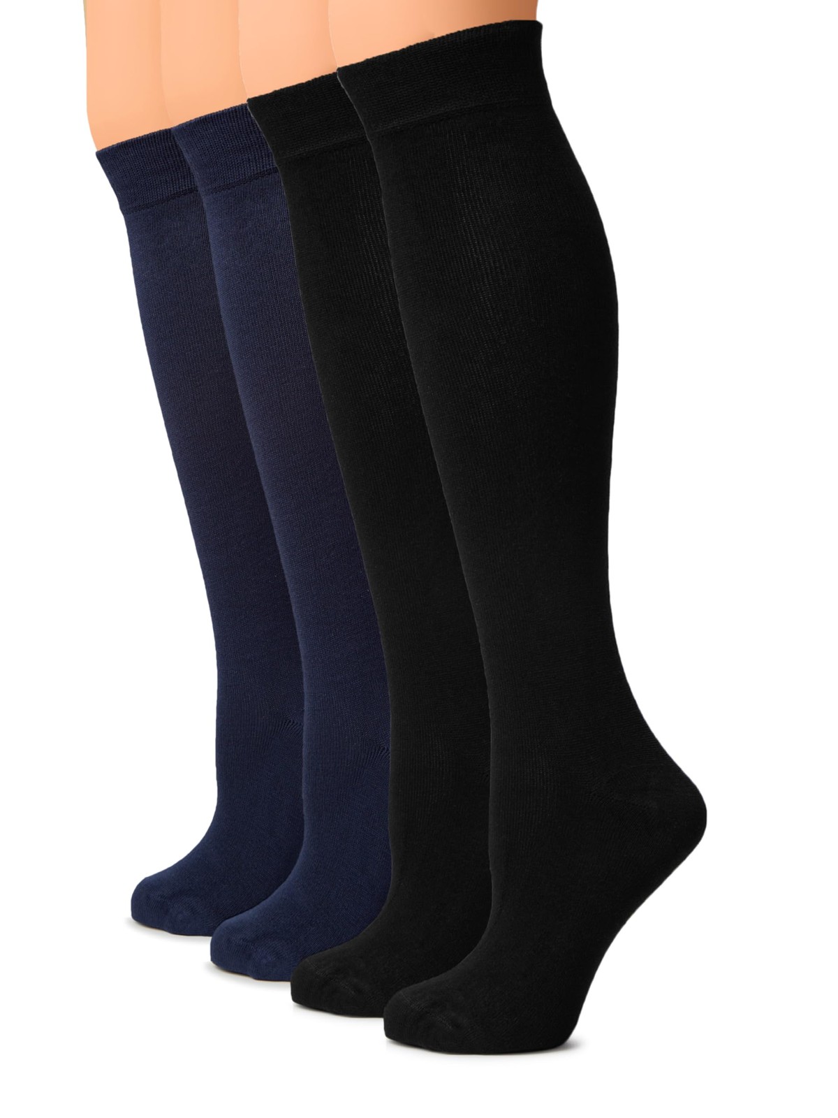 Women Cotton Knee-High Dress Socks, Moisture Wicking,  4 Pairs, by Hugh Ugoli