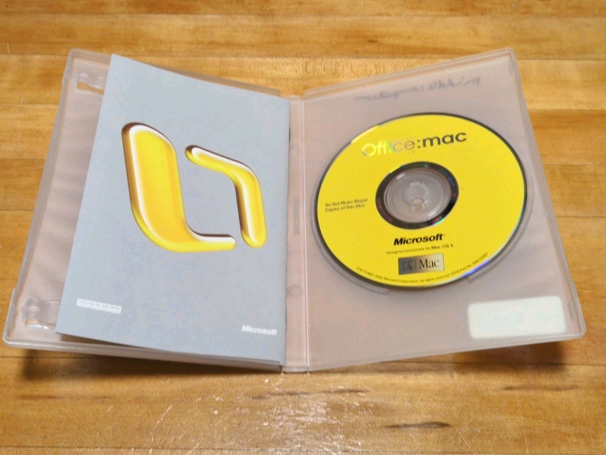 Microsoft Office v.X for Mac OS X Software Disc CD & Product Key