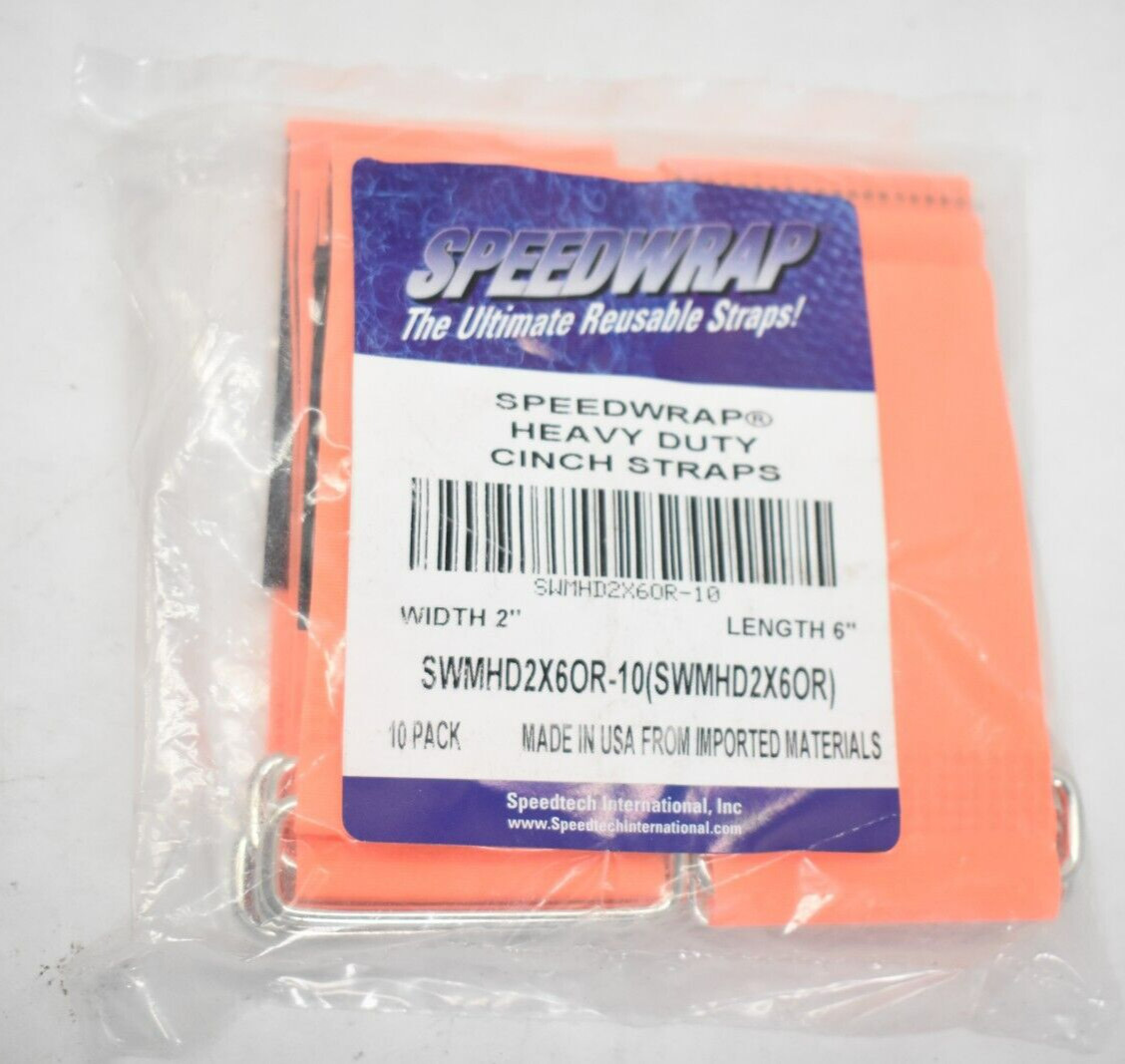Speed Wrap Heavy Duty Cinch Straps 2" x 6" SWMHD2X6OR-10 Lot of 10 Orange