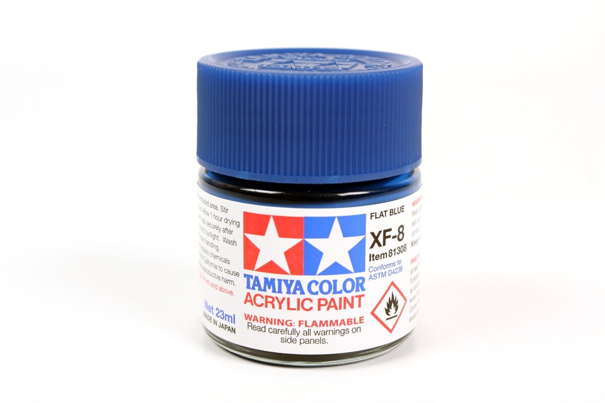 Tamiya 81308 XF-8 Flat Blue Acrylic Paint 23ml Large Bottle - US