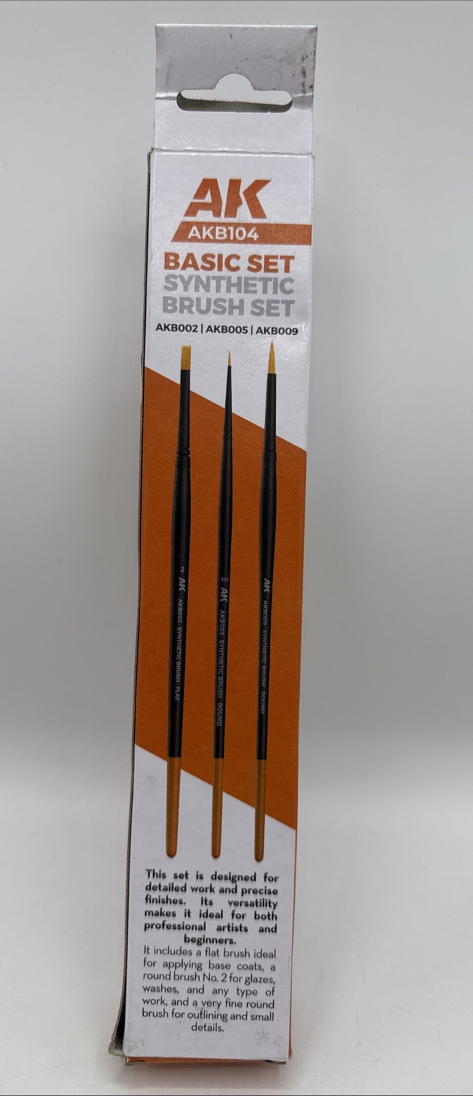 AK Interactive AKB104 Basic Brushes Set (3pcs) - US Precise Detail Brush