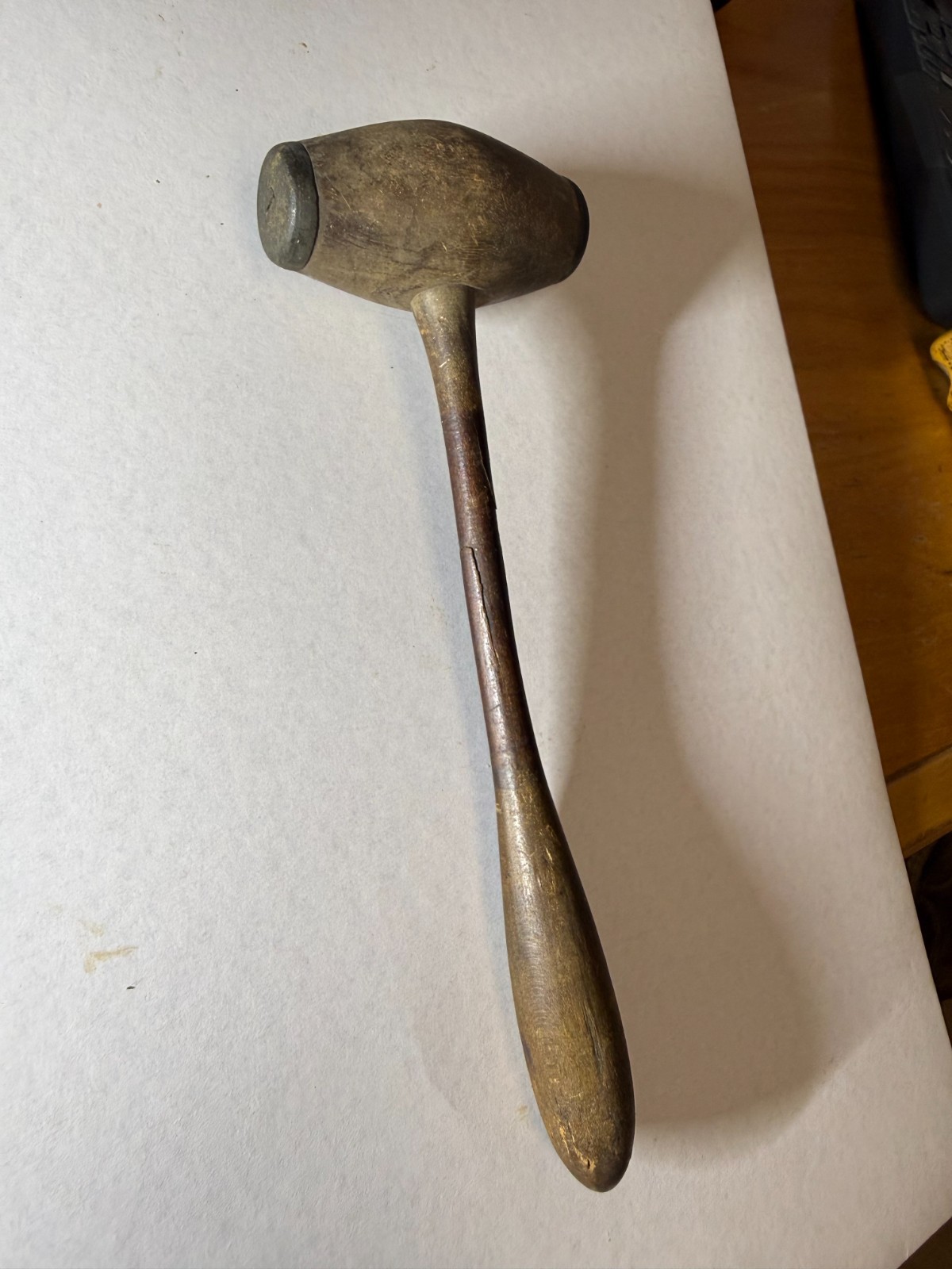 Antique Wooden Nutcraker Hammer/ Mallet with Brass Caps