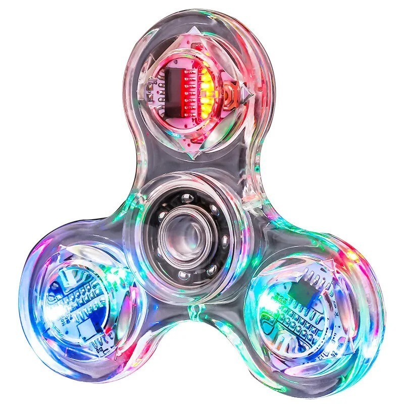 LED Light Up Glow in the Dark Fidget Spinner Toy Rainbow Finger Toy