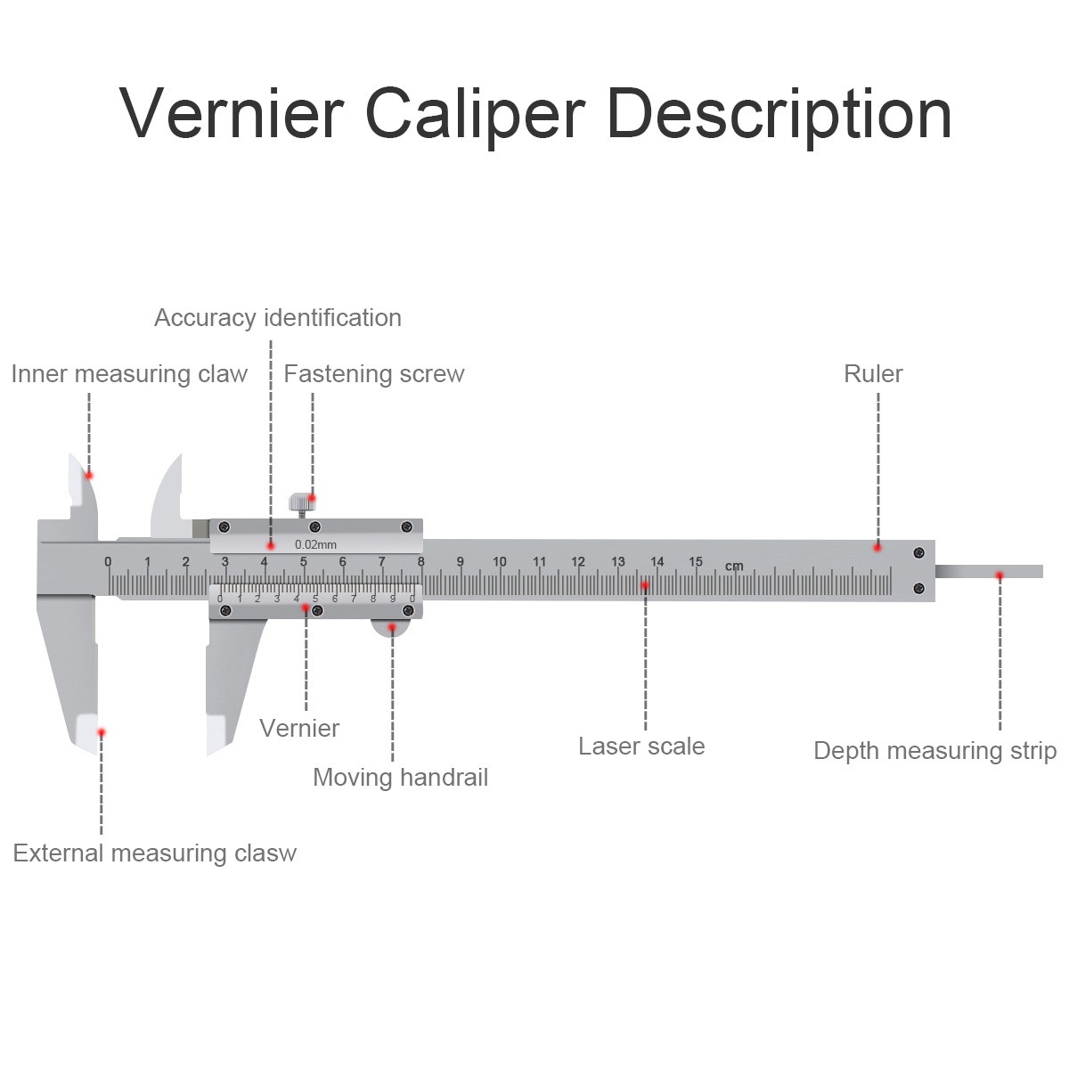Vernier Calipers 0-150mm 0.02mm High Precision Manual Measuring Tool